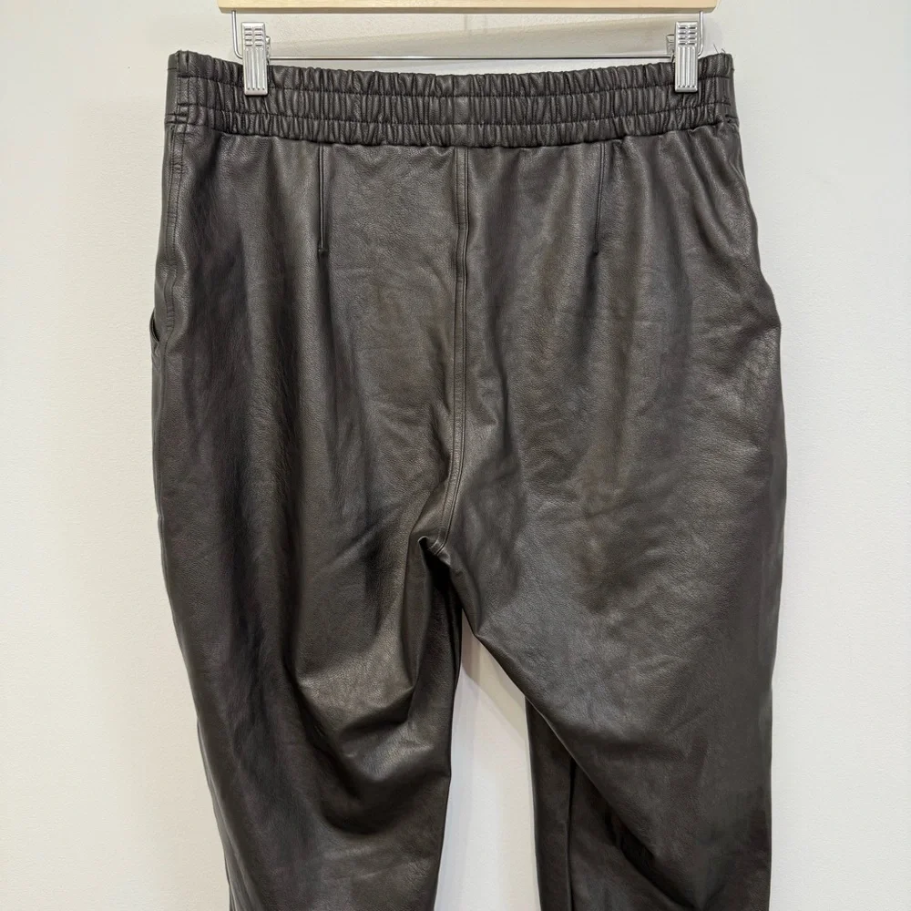 Spanx Black Faux Leather Like Joggers High Rise Pull On Women Size XL Shapewear
